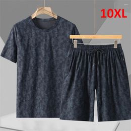 Men's Tracksuits Sets Summer T-shirt Short Suits Plus Size 10XL Fashion Casual Tops Tees Shorts Male Big Cool