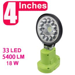 LED Alarm Work Lights Flashlight Electric Torch Spotlight Car Lamp For RYOBI 18V Lithium Nickel One+ Battery P108 P104 P107 P103