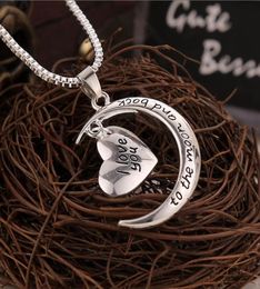 I love you to the Moon and Back Pendant Necklace High Quality Heart Jewelry Mother Day Gift Whole Fashion Jewelry7064679
