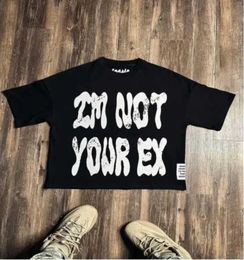 Men's T-Shirts 2023 New Street Graffiti Creative Letters Printed T-shirt Short Y2k Harajuku Trash Punk Black Loose Chic Couple Casual T-shirt J240409