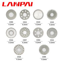 Lanpai 10pcs Dental Lab Diamond Cutting Disc Shank Mandrel Burs Double Side Disk Polishing Dentistry Tools