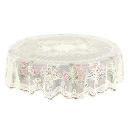 Lace Tablecloth Round White IN HAND Floral Rose Cover Elegant Dining Table