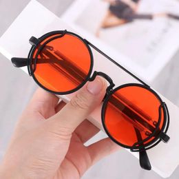 Sunglasses Trendy Double Spring Temples Punk Round Steampunk Sun Glasses Men's Eyewear