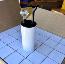 DIY Cold Smoke Tumbler 20oz15oz Sublimation White Hookah Straightr Stainless Steel Double Wall with Glass Bowl and Screw Lids GT05530435