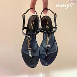 top quality brand sandals Designer Slipper woman Sliders summer Flat Mule luxury Leather Casual shoe sexy Light gold logo sandale beach Slide womens loafer