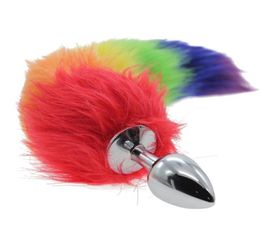 Stainless Steel Fox Tail Fetish Anal Insert Stopper Butt Plug Sexy Game Toy R219789788