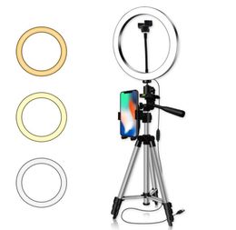 162026CM Pography Dimmable LED Selfie Ring Light Youtube Video Live 5500k Po Studio Light With Phone Holder USB Plug8631168