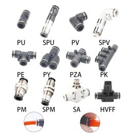 Pneumatic Fittings 4/6/8/10/12/14/16 Mm Compressor Accessories Air Quick Pipe and Connectors Tube Connect Parts