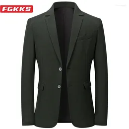 Men's Suits FGKKS 2024 Outdoor Casual Suit Blazers For Men Pure Cotton Business Fashion Jacket High Quality Design