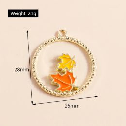 10pcs 25*28mm Enamel Orange Fall Maple Leaf Charms for DIY Earring Necklace Pendant Handmade Diy Jewellery Making Accessories