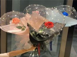 LED Luminous Balloon Rose Bouquet Transparent Bubble Enchanted Rose with Stick led Bobo Ball Valentines Day Gift Wedding Party Dec4993042