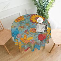 Table Cloth Bright Colour Circle Tablecloth Dust-Proof Waterproof Cover For Kitchen Dinning Tabletop Deco 60 Inch