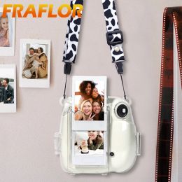 For Instax Mini 7+ Plus Photo Bag Transparent Storage Case Crystal Case Strap Sticker Set With Photo Pocket Design