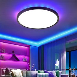 Ultra Thin Led Ceiling Lamp RGBCW Smart LED Round Ceiling Light 24W Modern Panel Ceiling Lights fixtures For Living Room Bedroom