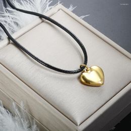 Choker Love Heart Pendant Necklace For Women Men Kpop Punk Black Leather Rope Neck Chain Fashion Jewelry Gift Couple