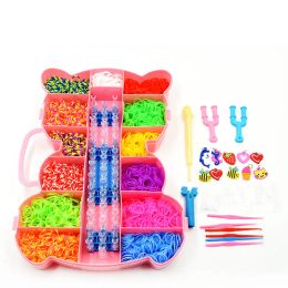 Rubber Bands Weaving Set DIY Toys Craft Kid Bracelet Braid Silicone Elastic Weave Bands Gifts for Girls