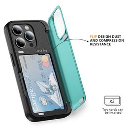 3 in 1 Magnetic Kickstand Card Holder Case For iPhone 15 14 13 12 Pro Max Samsung S24 S23 S21 FE Plus Ultra TPU PC Shockproof Card Slot Stand Cover