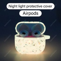 Night glow protective case, fluorescent silicone soft shell with floral print Airpods shell protective case for Apple earphones 1 2 3 Pro wireless earphones