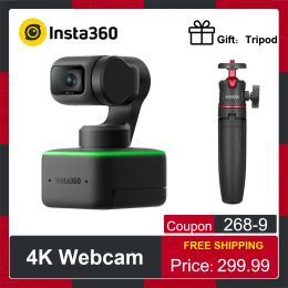 Cameras Insta360 Link Webcam Smart 4K Web Camera AI Tracking Gesture Control HDR Builtin Microphone for Laptop PC Video Conference Live