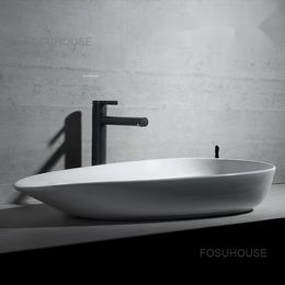 Nordic Extended Bathroom Sinks Ceramic Bathroom Washbasins Large Size Table Basin Luxury Washing Sinks Vanity Kitchen Sink