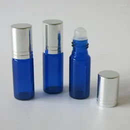 Storage Bottles 30pcs/lot 5ml Glass Blue Roll On Bottle Mini Roller Ball With Aluminum Lid Small Cosmetic Essential Oil