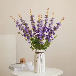 Decorative Flowers 8Pcs Artificial Flower 2-fork Long Hyacinth Delphinium Wedding Decor Road Leads Floral Living Room Home Silk Violet