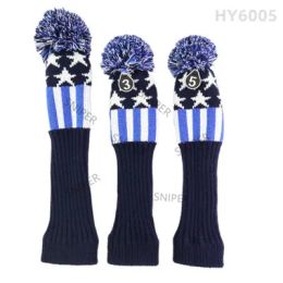 Golf Wood Club Cover #1/#3/#5 Driver/Fairway Head Covers Pom Pom Knit Long-neck Sock Style Golf Headcovers