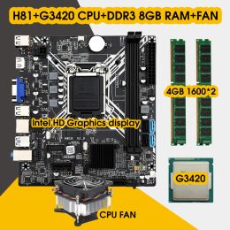 Motherboards H81 Motherboard LGA 1150 Kit Set With Pentium G3420 Processor DDR3 8GB(2*4GB) 1600MHz RAM Memory and CPU FAN