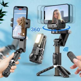 Gimbals Q18 Fill Light Gimbal Stabilizer Selfie Stick Tripod Foldable with Remote Desktop Mode Tracking for iPhone Android Smartphone