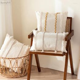 Pillow Cover Ivory 45x45cm/30x50cm Stripe Handmade Home Decoration Living Room Sofa Couch Bedroom Chair Seasonable