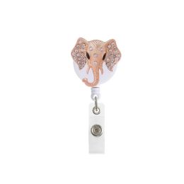 Metal Diamond Elephant Owl Bee Retractable Badge Clip with Reel Easy Pull ID Card Holder Tag Clip Lanyards Keychain for Women