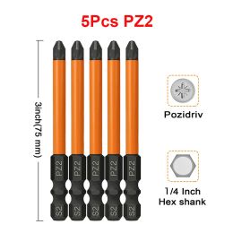 1/4 Inch Hex Screwdriver Bit Set Torx Pozidriv Security Driver Bits 75mm Magnetic Tamper Resistant Screwdriver Bits