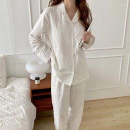 Home Clothing Alien Kitty Gentle Polka Dots Chic Women Cotton Korean 2024 Soft Pajamas Sweet Sleepwear Warm Cute Clothes