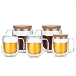 Wine Glasses Beer Coffee Heart Cups Heat Resistant Anti-scalding Handle Milk Drink Mug Double Wall Glass Cup Tea Mugs Transparent Drinkware