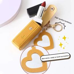 Portable Glitter Lipstick Bags Wallet Keychain Mini Storage Bag For Women Gift Solid Colour Lipsticks Protective Cover