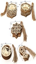 Ramadan Wooden Pendant 10pcsset Wood Eid Mubarak Pendants Eid AlFitr Decoration Hajj Mubarak Party Hanging Supplies8959522