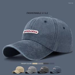 Ball Caps Washed Old Letter Three-Dimensional Embroidery Outdoor Cap Trendy Men's Fashion Personality Street Shade Baseball Hat