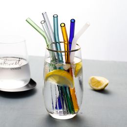 10pc Handmade Glass Straw With 2Pcs Cleaning Brush ECO-friendly Household Glass Straight Pipet Tubularis Snore Piece Tube