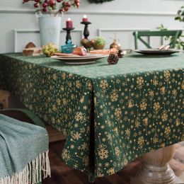 Table Cloth Christmas Tablecloth Merry Party 140x180cm Cotton And Linen Elegance For Decoration Green White