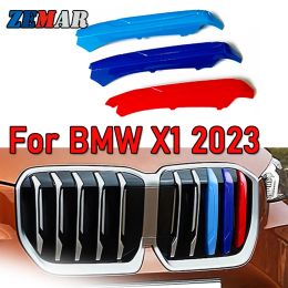 ZEMAR 3pcs ABS For BMW X1 2023 U11 2024 Car Racing Grille Strip Trim Clip M Power Performance Accessories