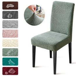 Chair Covers Waterproof Jacquard Cover Solid Colour Elastic Dining Room Slipcovers Anti-dust Seat For Kitchen Home Banquet