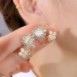 Stud Earrings Korean Elegant Opal Flower Earring For Women Temperament Rhinestone Crystal Girls Party Jewelry Brincos Gift