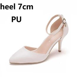 Dress Shoes Crystal Queen Woman Thin High Heels Luxury Silk Ankle Buckle Sandals Female Pointed Toe Slip Office Ladie Pumps H240409 SNJL