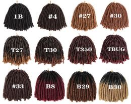 60 Roots 8inch Fluffy Spring Crochet Hair Extensions Synthetic Nubian Black Brown Ombre Braiding Hair1790892