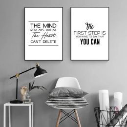 Canvas Painting Poster Quote Positive Energy Phrases Motivational Words Black and White Minimalist Wall Art Pictures Home Decor