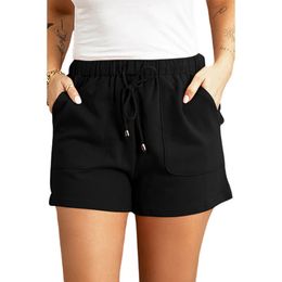CyiExi Summer Drawstring Elastic Waist Women Shorts with Pocket Casual Ladies Solid Bottom 3 Colors Short Pant SXXL 240409