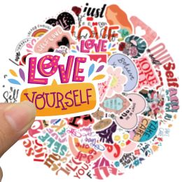 50pcs Self Love Aesthetic Stickers Vinyl Waterproof Suitcase Notebook Scrapbook Guitar Fridge Graffiti Stickers