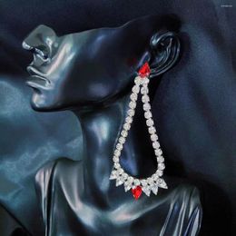 Dangle Earrings Fashion Exaggerated Colourful Rhinestone Geometric Drop Pendant Women's Wedding Jewellery Luxury Crystal
