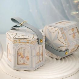 Hexagonal Carousel Gift Boxes Wedding Favours for Guests Baby Shower Birthday Party Candy Wrap Christmas Decorations