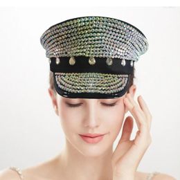 Berets Elegant Bridal Hat Captain With Crystals For Wedding Girl Officer Bachelorette Party Drop